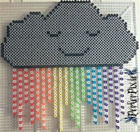 Rainbow Rain Cloud By Perlerpixie Perler Beads Perler Beads Designs