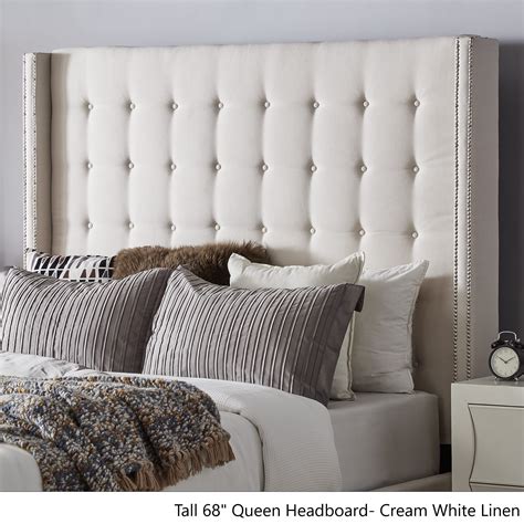 Tall Tufted Queen Bed Beige Tufted Classic Linen Queen Platform Bed