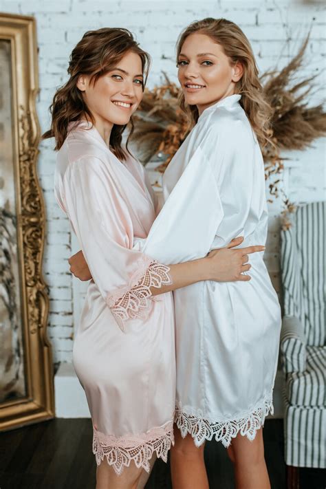 Bridesmaid Robes Embroidered Bridal Robe Satin Robes With Etsy