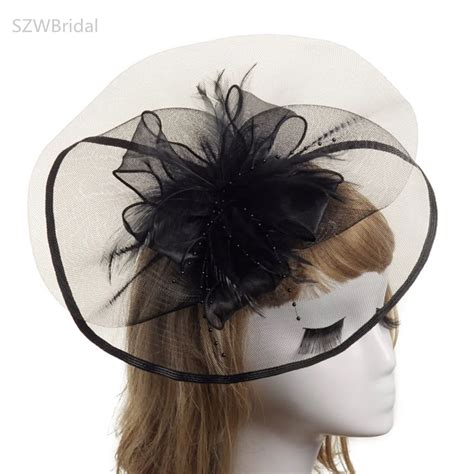 new arrival linen feather hats handmade bridal elastic net flower feathers fascinator wedding