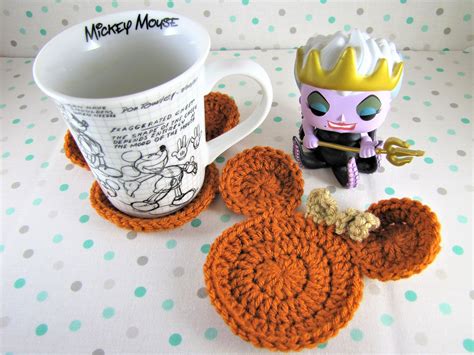 Pumpkin Coasters Mouse Ear Coasters Crochet Coasters Etsy Crochet