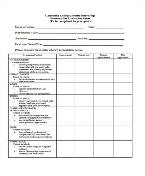 Free 30 Printable Presentation Evaluation Forms In Pdf Ms Word Excel