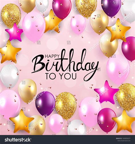 Glossy Happy Birthday Balloons Background Vector Illustration Eps10 Ad