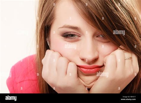 Face Of Tired Woman Bored Girl College Student Stock Photo Alamy