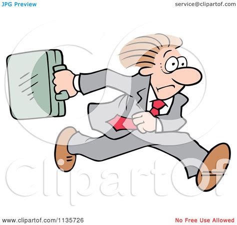 Cartoon Of A Late Businessman Running With A Briefcase Royalty Free