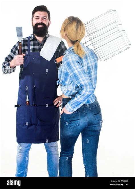 Barbecuing Common Technique Cooking Together Essential Barbecue Dishes Bearded Hipster And