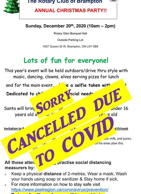 Christmas Party Cancelled Rotary Club Of Brampton