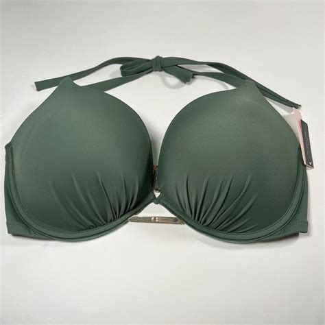 Victoria Secret 38d Bombshell Push Up Bikini Top Adds 2 Cups Olive Miraculous Ebay