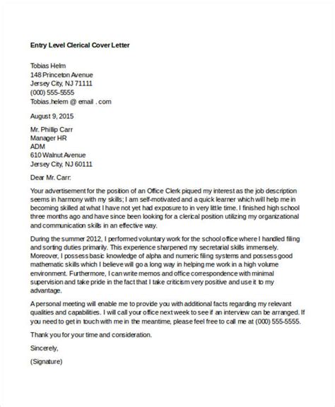 14 Clerical Cover Letter Templates Sample Example Format Download