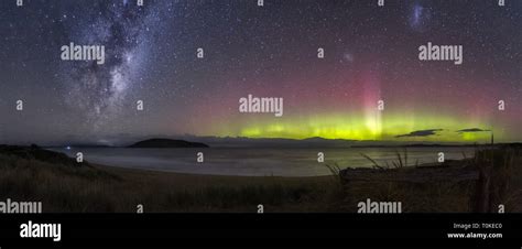 Spectacular Display Of The Aurora Australis Or Southern Lights And The