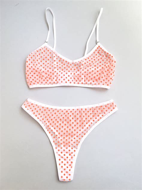 Limited Orange Polka Dot Mesh Lingerie Set Sexy Underwear Etsy