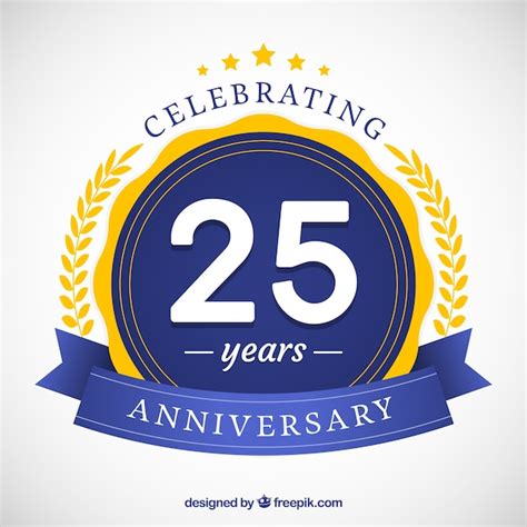 Happy 25th Anniversary Background In Flat Style Free Vector