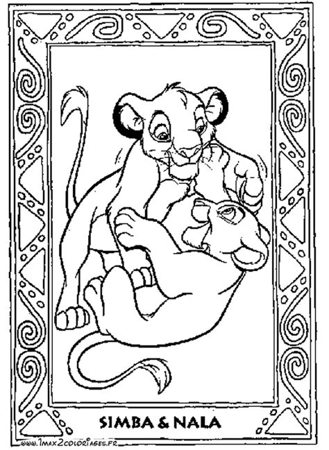 Coloriages Roi Lion de Walt Disney  The lion king  Nala et Simba jouent