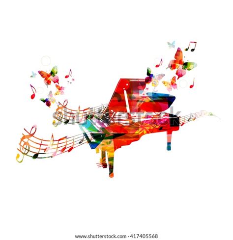 Colorful Piano Butterflies 스톡 벡터로열티 프리 417405568