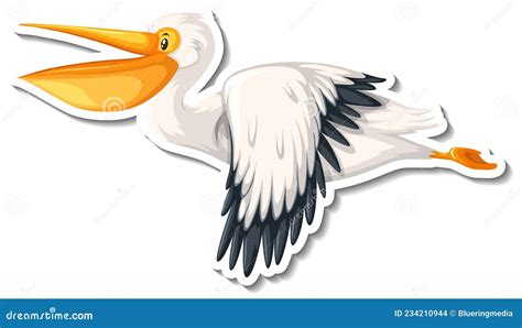 Pelican Bird Flying Cartoon Sticker Stock Vector Illustration Of