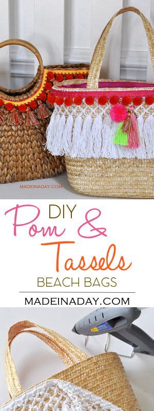 Design Trend Make Your Own Pom And Tassel Basket Totes Diy Beach Bag