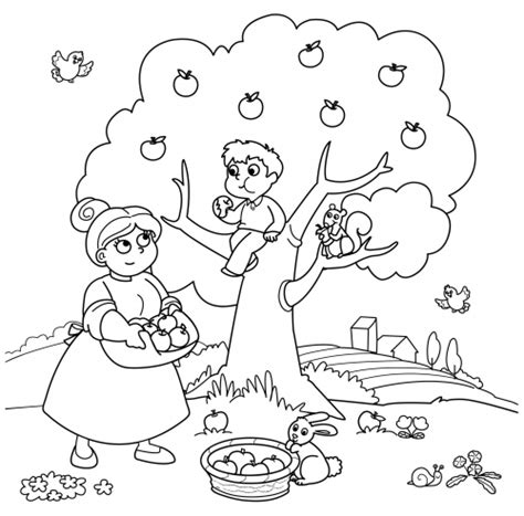 Apple Picking Coloring Pages Coloring Pages