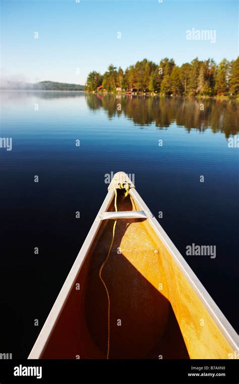 Canoe On Lake Of Two Rivers Algonquin Park Ontario Canada Stock