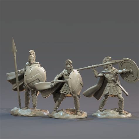 Spartan Soldier 3d Printed Miniatures With Decorative Base For Etsy