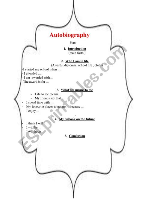 Autobiography Plan Esl Worksheet By Natalimedi