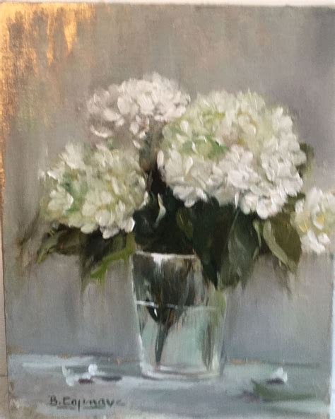 Oil On Linen By French Artist Brigitte Cazenave Hydrangeas Art