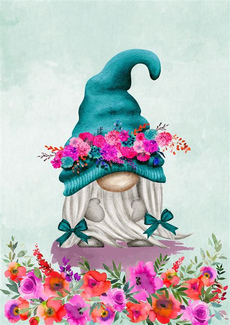 Trio Gnomes And Flowers Illustrations Beautiful T Idea For Etsy