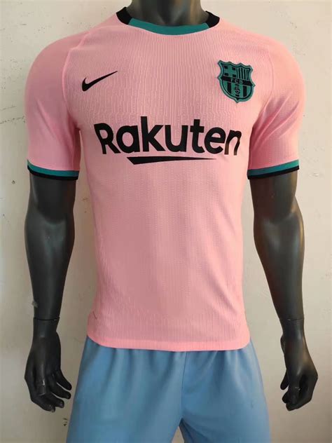 2021 New Adult Top Players Version Barcelona Third Away Pink Soccer