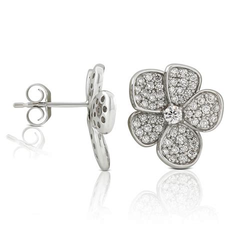Five Petal Pavé Diamond Flower Stud Earrings 14k Ben Bridge Jeweler