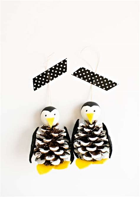 Hello Wonderful Cute Pine Cone Penguin Ornament Craft