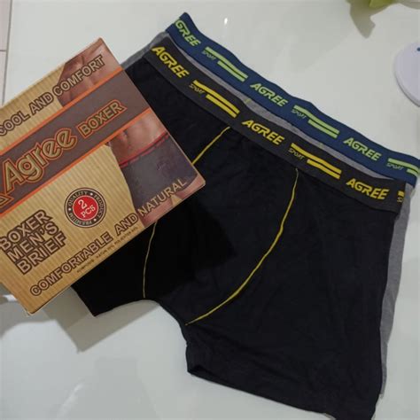 Jual Celana Dalam Boxer Pria Merk Agree 6606 Original Harga 1 Box Isi 2 Pc Pakaian Dalam