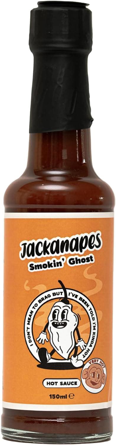 Smokin Ghost Hot Sauce By Jackanapes 150ml Very Hot Vegan Barbecue Chilli Sauce Made With