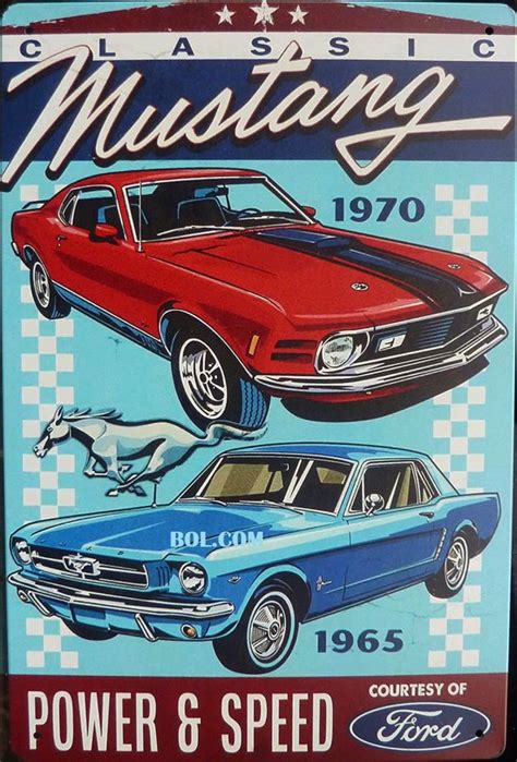 Ford Mustang Metalen Wandbord 20x30 Cm Muurplaat Vintage Retro
