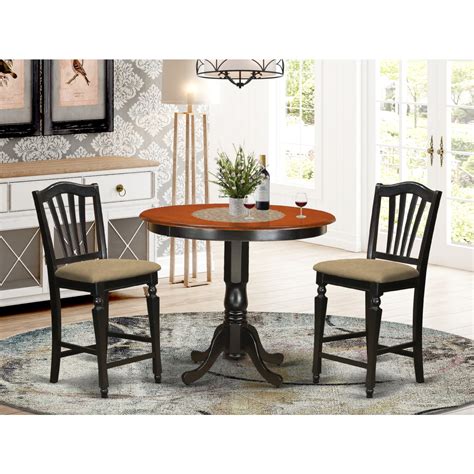 Pub Table Set Dining Table And Counter Height Stool Finishblack