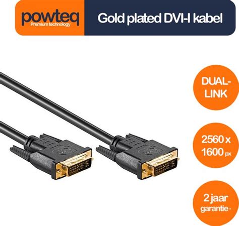 powteq 3 meter premium dvi i kabel dvi i dual link gold plated bol