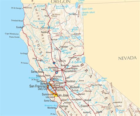 Northern California Map Usa Coastline And Cities On The Map