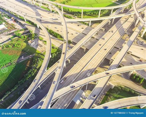 Top Ninety Degree View Stack Interchange Expressway In Houston Stock