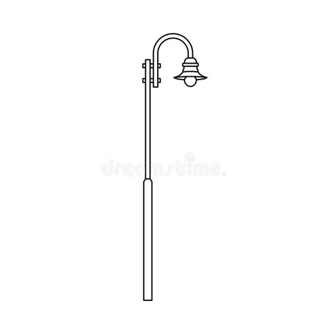 Street Lamp Post Outline Icon Illustration On White Background Stock