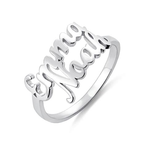 Ailin 925 Sterling Silver Double Name Couple Rings For Lovers Custom Two Names Wedding Rings For
