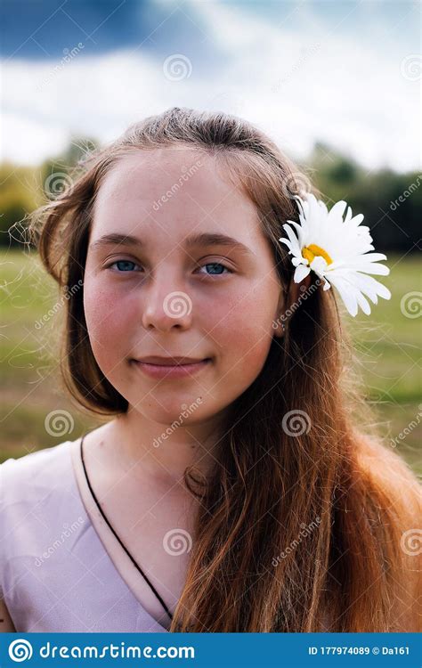 Portrait Of Beautiful Teenage Girl In Summer Stock Image Image Of