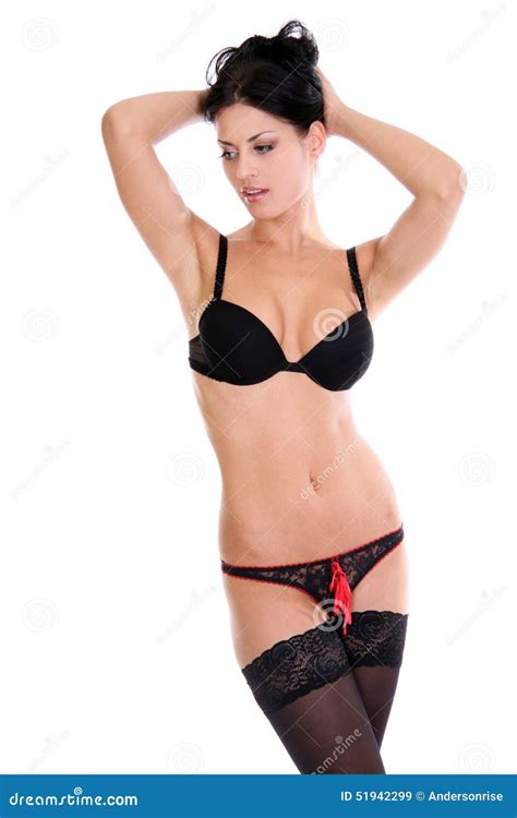 Moda Portret Fachowy Model W Czarnej Seksownej Bieliźnie Obraz Stock Obraz Złożonej Z Moda