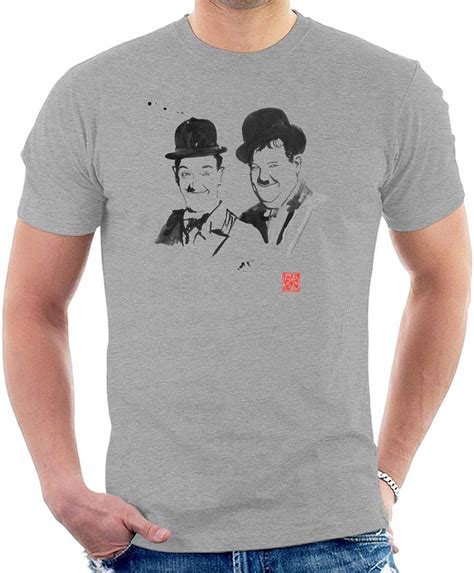 Laurel And Hardy Watercolour Side By Side Mens T Shirt Uk Clothing