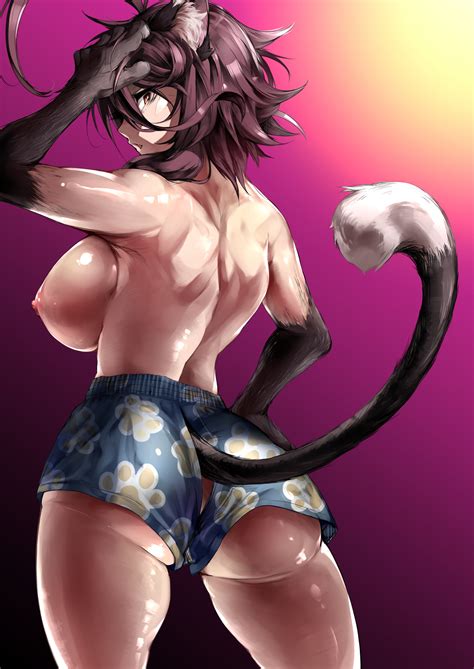 Rule 34 Arashi Yagatake Backboob Catgirl Half Dressed Huge Breasts Looking At Viewer Topless