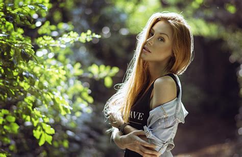 Wallpaper Face Sunlight Forest Women Outdoors Redhead Model