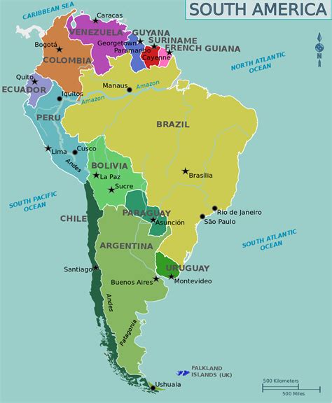 Un mapa bonito de América del Sur | South america map, America map, South america