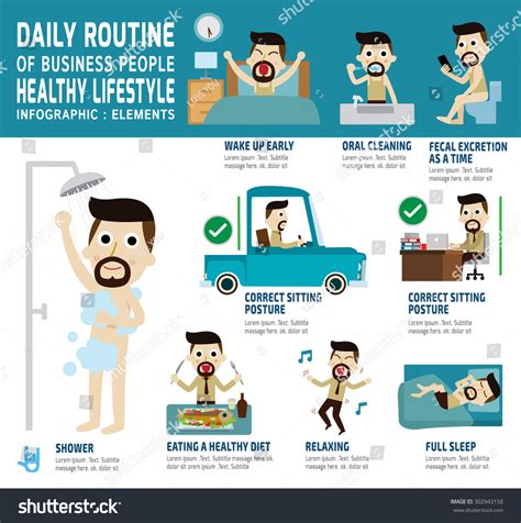 Daily Routine Happy Business People Infographic Stock Vector 302943158