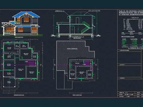 Flat Roof House Designs With Detail Dimension In Autocad File Cadbull
