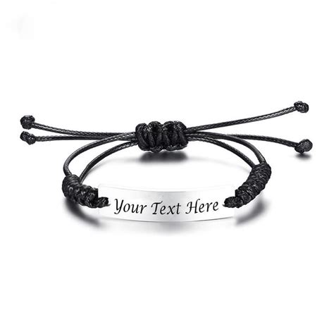 Free Engraving Personalized Stainless Steel Braided Wristband Bracelet