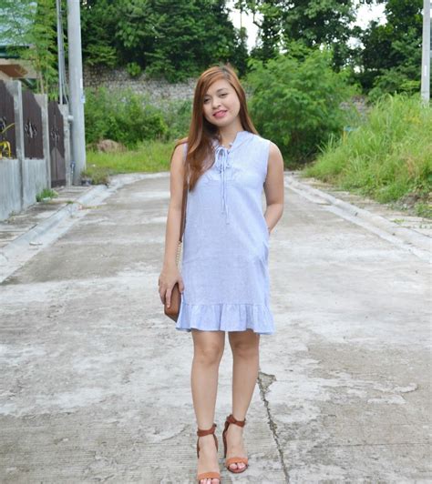 A Style Post Featuring Pinstriped Dress With Ruffle Hem From