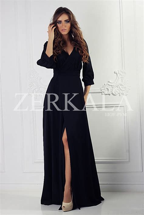 Длинное Черное Платье С Разрезом — Фото Картинки