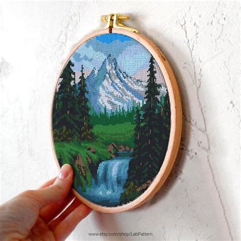 Embroidery floss in your chosen colors (see below) a 9 x 9 inch piece of fabric; Nature Mountain Cross stitch pattern | Embroidery Pattern ...